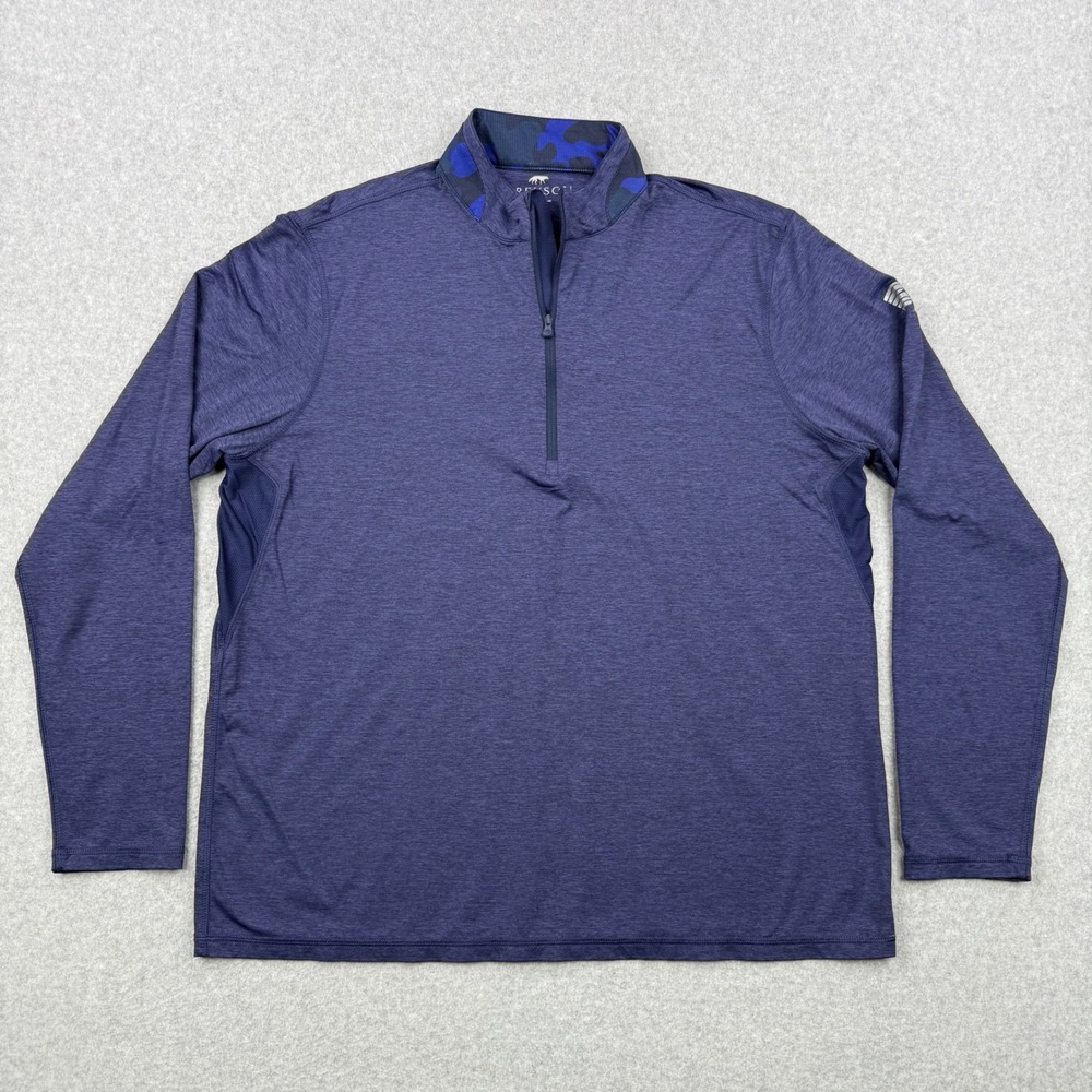 Greyson Sweater Mens XL Blue Camo Collar 1/4 Zip Performance Long‎ Sleeve Golf